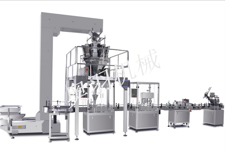 顆粒物料自動理瓶灌裝旋蓋鋁箔封口貼標生產線_http://www.cwst.cc_瓶裝灌裝生產線系列_第1張